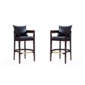 Manhattan Comfort Ritz Barstool in Black and Dark Walnut (Set of 2) 2-BS013-BK